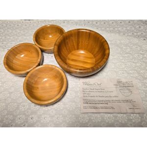 New Without Tags Pampered Chef Bamboo Bowls (3) 1/2 Cup (1) 1.5 Cup